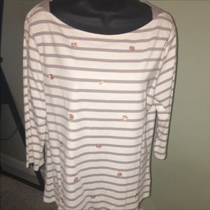 A New Day Beige/Taupe striped Top XXL